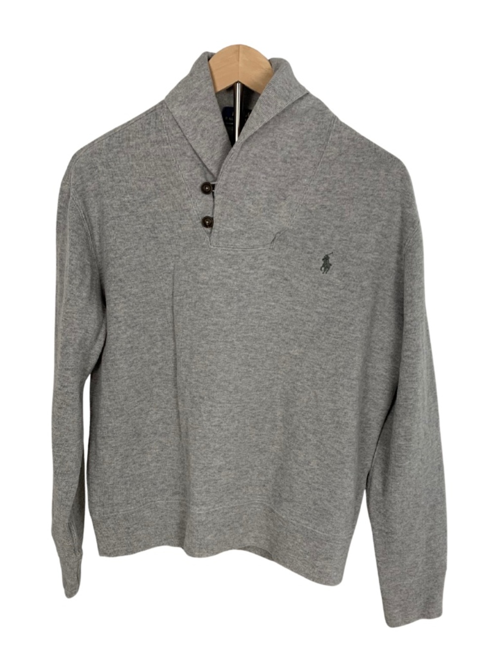 Ralph Lauren Gray Shawl Collar Button Pullover Sweater Boys M Preppy Fall
